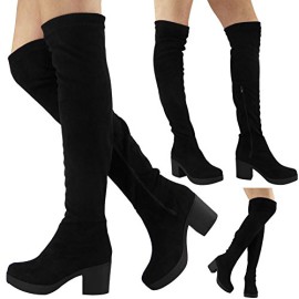 Womens-Ladies-Thigh-High-Boots-Over-The-Knee-Long-Stretch-Mid-Heel-Shoes-Size-3-8-0