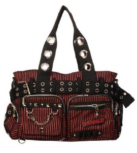 BANNED-SHOULDER-BAG-Handcuff-HANDBAG-emo-goth-rock-living-dead-soul-black-RED-0