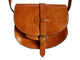 Genuine-leather-saddle-style-handbag-shoulder-bag-cross-body-bag-in-Tan-0