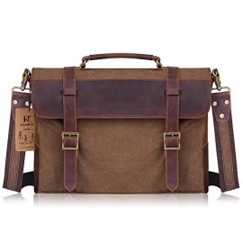 Kattee-Vintage-Canvas-Leather-Messenger-traveling-Briefcase-shoulder-laptop-Bag-0