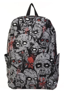 Zombie-Attack-Backpack-Banned-rucksack-bag-rock-punk-goth-living-dead-GREY-blood-0