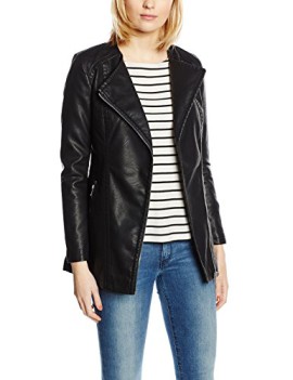 New-Look-Womens-Collarless-PU-Biker-Long-Sleeve-Jacket-0