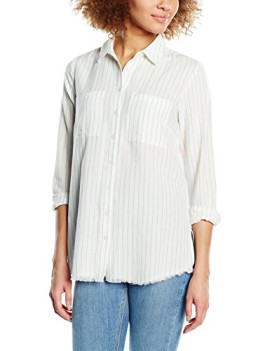 New-Look-Womens-Pinstripe-Frayed-Hem-Long-Sleeve-Shirt-0