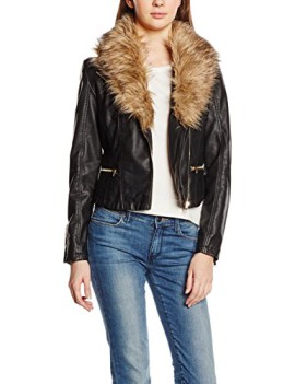 New-Look-Womens-Swing-Fur-Collar-Pu-Long-Sleeve-Jacket-0