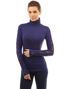 PattyBoutik-Womens-Polo-Neck-Lace-Inset-Long-Sleeve-Blouse-0-0