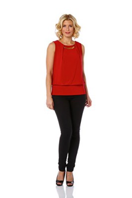 Roman-Womens-Metal-Collar-Top-Red-0-0