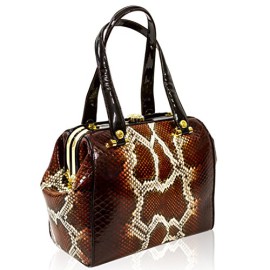 Valentino-Orlandi-Italian-Designer-Brown-Python-Leather-Jeweled-Doctor-Bag-0