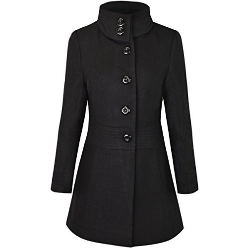 WOMENS LADIES LONG DOUBLE BUTTONED COAT PARKA MAC JACKET FITTED TRENCH ...