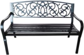 Black Metal Garden Bench Seat Outdoor Seating with ...