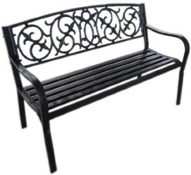 Black-Metal-Garden-Bench-Seat-Outdoor-Seating-with-Decorative-Cast-Iron-Backrest-0