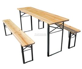 FoxHunter-Outdoor-Wood-Wooden-Vingtage-Folding-Beer-Table-Bench-Set-Trestle-Party-Picnic-Pub-Garden-Furniture-Steel-Leg-0