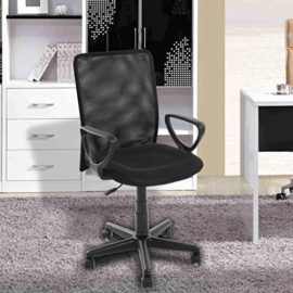 FurnitureR-Office-Chair-Mesh-Chair-Adjustable-PU-Computer-Executive-Armrest-Black-0