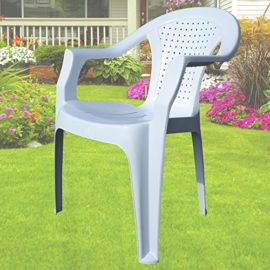 Indoor & Outdoor White Plastic Lawn Chairs Garden Patio Armchair