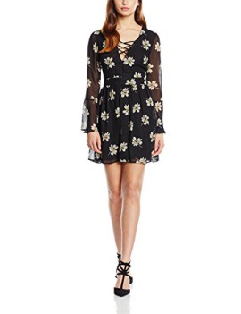 Lipsy-Womens-Printed-Lace-Up-Long-Sleeve-Dress-0