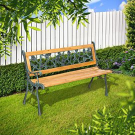 TecTake-3-Seater-Wooden-Slat-Garden-Bench-Seat-Lattice-Style-Cast-Iron-Legs-128-x-51-x-73cm-0-0