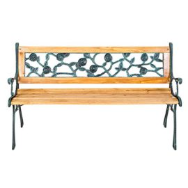 TecTake-3-Seater-Wooden-Slat-Garden-Bench-Seat-Lattice-Style-Cast-Iron-Legs-128-x-51-x-73cm-0-2