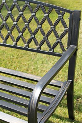 Warwick-Metal-Garden-Bench-COMPLETE-WITH-CUSHION-Web-Pattern-Cast-Iron-Back-0-1