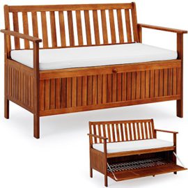 Wooden-Garden-Bench-2-Seater-With-Storage-Chest-Made-of-Hardwood-Water-Repellent-Cushion-0