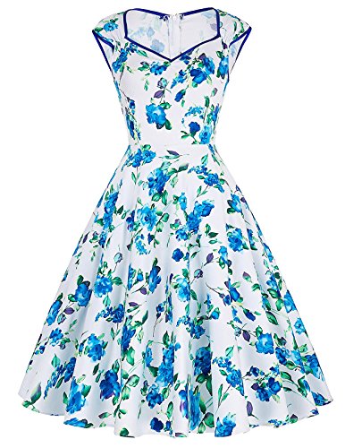 GRACE KARIN® Women Sleeveless Cotton Floral Printed Vintage Dresses CL7600