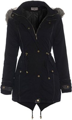 Black-OVERSIZED-HOOD-Parka-Womens-Coat-Sizes-8-24-0