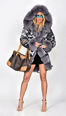 Roiii-Women-Winter-Camouflage-Thick-Gray-Fur-Parka-Long-Hooded-Jacket-Coat-0-1