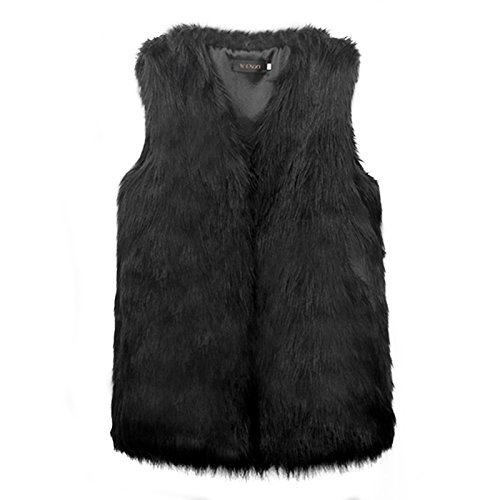 DINGANG Women's Gilet Outwear Long Slim Vest Faux Fur Waistcoat Jacket