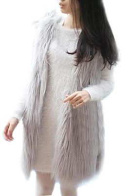 TOOGOOR-Women-Faux-Fur-Gilet-Vest-Jacket-Mid-long-Outwear-Waistcoat-Gray-XL-0