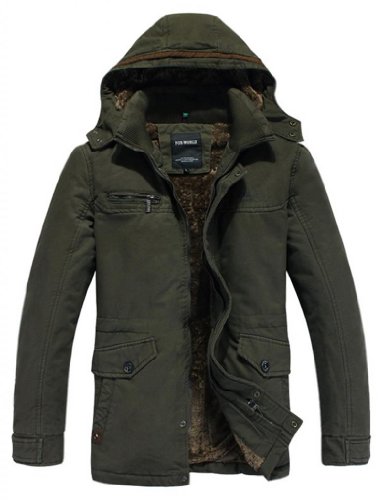 Men's Military Hooded Park Jacket Overcoat Winter Coat