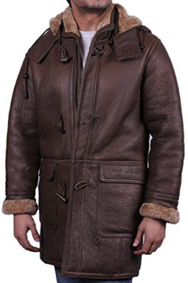 Mens-Brown-Warm-Winter-Real-Shearling-Sheepskin-Leather-Duffle-Coat-0