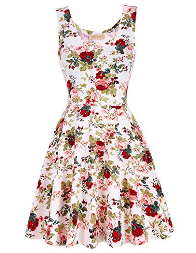 Kate Kasin® Women Casual Floral Dress Sleeveless Skater Dress