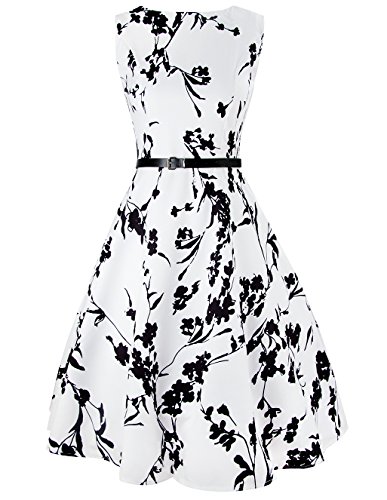 iPretty Women's Vintage Dress 1950's Hepburn Retro Rockabilly Floral ...