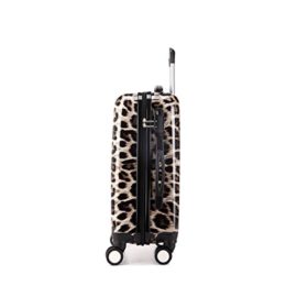 Kono-Hard-Shell-Leopard-Print-4-Wheels-Trolley-Hand-Luggage-Suitcase-Cabin-Light-Travel-Bag-0-2