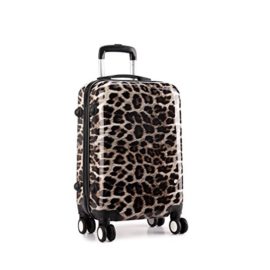 Kono-Hard-Shell-Leopard-Print-4-Wheels-Trolley-Hand-Luggage-Suitcase-Cabin-Light-Travel-Bag-0-3