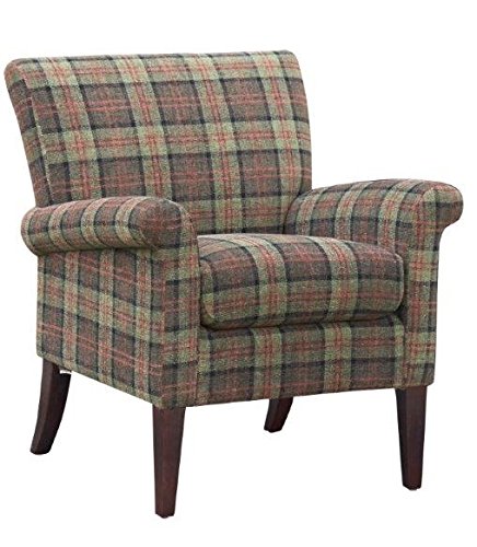 The Balmoral – Quality Tartan Fabric Accent Chair – Moss Green