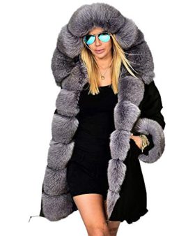 Aofur-New-Women-Ladies-Hood-Parka-Jacket-Quilted-Black-Winter-Coats-Fishtail-Size-8-20-0