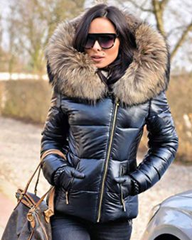 Aox-Women-Winter-Faux-Fur-Hood-Down-Coat-Lady-Thicken-Puffer-Slim-Zipper-Jacket-Parka-Black-0-1