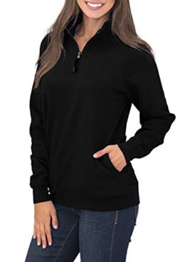 casual oversized pullover sweatshirt collar quarter zip pocket neck sleeve stand long style