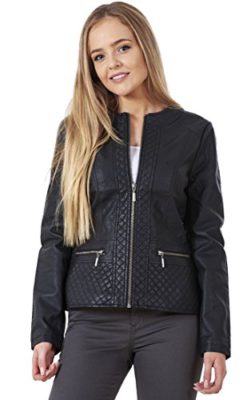 Ladies-Fashion-Stylish-Faux-Leather-Lined-Black-Womens-Berry-Biker-Jacket-0