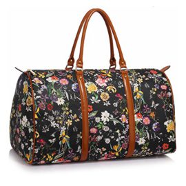 Ladies-Large-Weekend-Bag-Womens-Hand-Luggage-Travel-Holdall-Floral-Faux-Leather-0