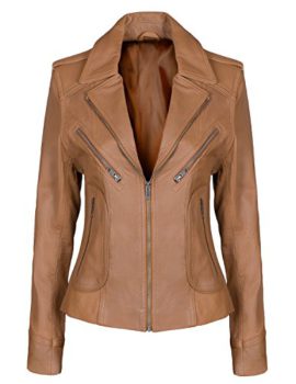 Mc-Murray-Ladies-Real-Leather-Tan-Biker-Fashion-Jacket-UK-Size-8-18-0