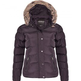 Spindle-Womens-Designer-Hooded-Short-Parka-Jacket-Quilted-Padded-Coat-Zip-Pockets-Womens-0