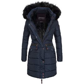 Spindle-Womens-Designer-Warm-Winter-Parka-Quilted-Hooded-Long-Coat-Jacket-Fleece-Lined-Body-Zip-Pockets-0