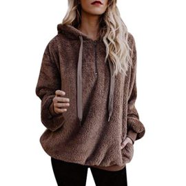 VECDY-Womens-Warm-Fluffy-Winter-Tops-Pocket-Half-Zip-Hoodie-Sweatshirt-Women-Hooded-Pullover-Jumper-0