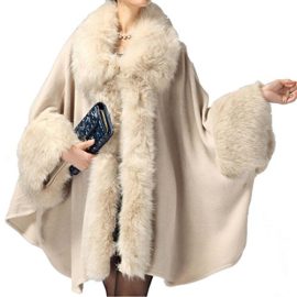 Win8Fong-Womens-Long-Knitted-Fur-Bolero-Shawl-Stole-Cloak-Cape-Coat-Beige-0