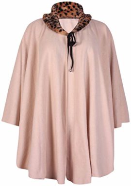 Womens-Animal-Faux-Fur-Collar-Ladies-Tie-Neck-Stretch-Drawstring-Fleece-Poncho-Cape-Coat-Plus-Size-0