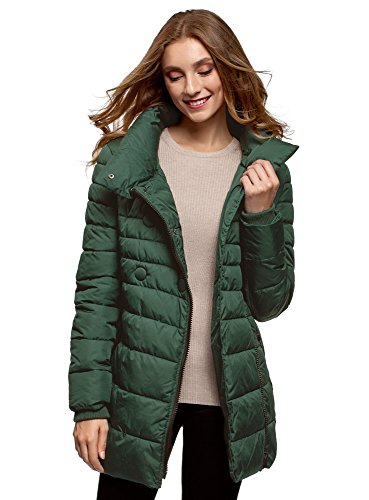 oodji Ultra Women's Quilted Zipper Jacket with Decorative Buttons