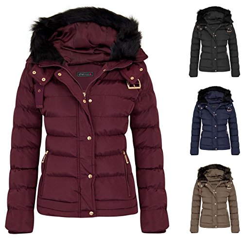 shelikes Womens Quilted Winter Padded Coat UK 8-16