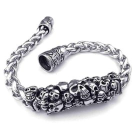 AnaZoz-Fashion-Jewelry-Simple-Personality-Stainless-Steel-Mens-Bracelet-Cubic-Zirconia-Biker-Gothic-Skull-Silver-0-0