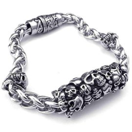 AnaZoz-Fashion-Jewelry-Simple-Personality-Stainless-Steel-Mens-Bracelet-Cubic-Zirconia-Biker-Gothic-Skull-Silver-0-1