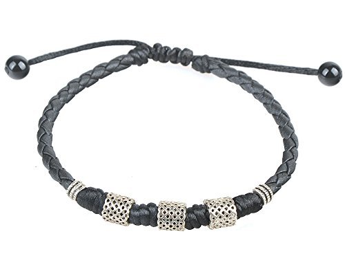 Ancient Tribe Handmade Adjustable Black Leather Anklet